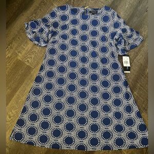 Perceptions Women's Plus Short Sleeve Geometric Shift Dress- Size 1X